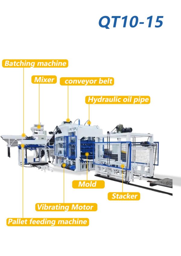 QT10-15 Hydraulic Fully Automatic Concrete Block Hollow Brick Making Machine