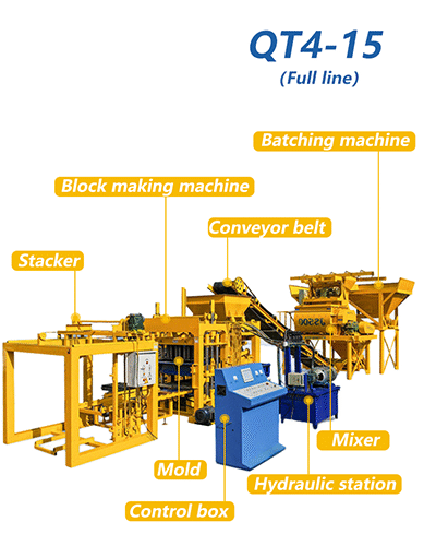 QT4-15 Hydraulic Automatic Concrete Cement Hollow Block Brick Making Machine